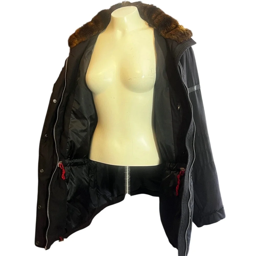 Ralph‎ Lauren Women's Black Faux Fur Trim Parka Jacket Authentic Size M